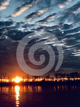 Missouri river at sunset. After all the rain