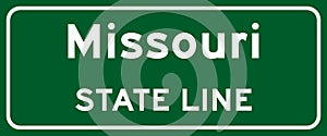 Missouri state line road sign