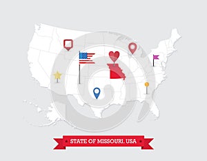 Missouri State map highlighted on USA map