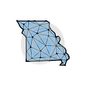 Missouri state map polygonal illustration made of lines and dots