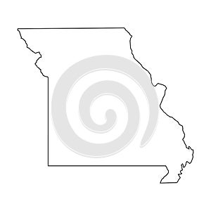 Missouri, state of USA - solid black outline map of country area. Simple flat vector illustration