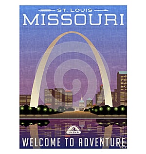 Missouri, United States travel poster or luggage sticker
