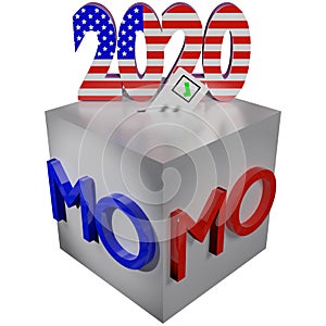 Missouri US ballot box white bg Election 2020 3D Illustration