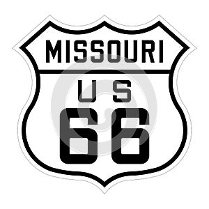 Missouri us route 66 sign