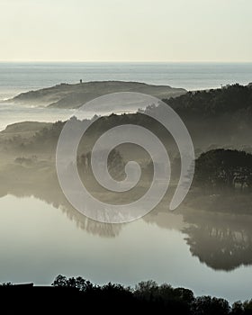 The mist entering the Galician coast