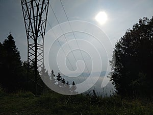 Mist inversion in the woods and mountains during autumn and winter.