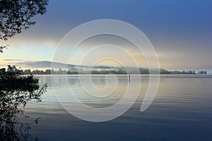 Mist on lake constance