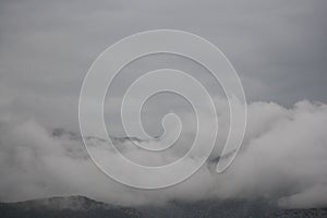 Mist and low cloud around mountains