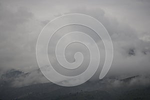 Mist and low cloud around mountains