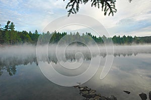 Mist rising from a lake in the wilderness