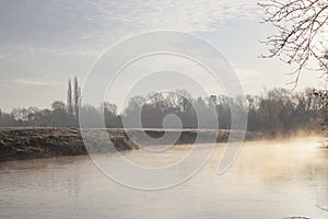 Mist on the River Avon, Warwickshire, England