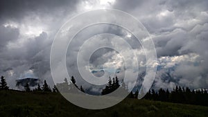 Misty forest on the mountains during summer. Slovakia