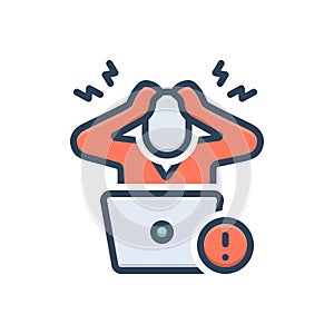 Color illustration icon for Mistake, erroneousness and stressted