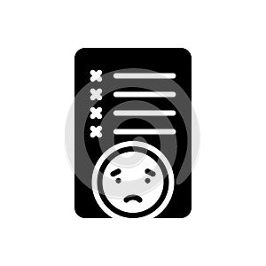 Black solid icon for Mistake, text and wrong