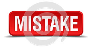 Mistake red 3d square button