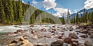 Mistaya river on Icefields Parkway in Banff National Park, Alberta, Rocky Mountains Canada photo