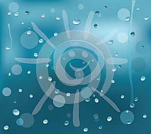 The misted over glass with water drops