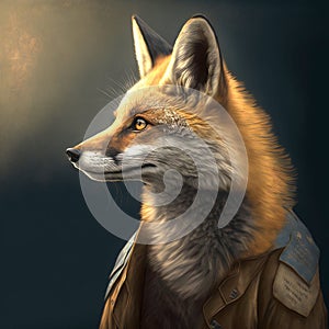Mister brown fox illustration of wild fox. Generative AI