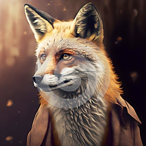 Mister brown fox illustration of wild fox. Generative AI