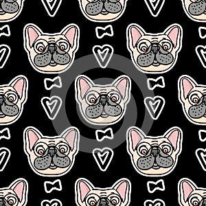 Mister Dog seamless pattern. Vector hand drawn illustration isolated on white background.