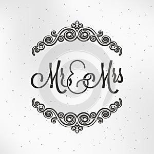 Mister and Miss Wedding Logo Design Background. photo