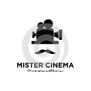 Mister movie Studio Video Cinema Film Production logo design vector icon illustration