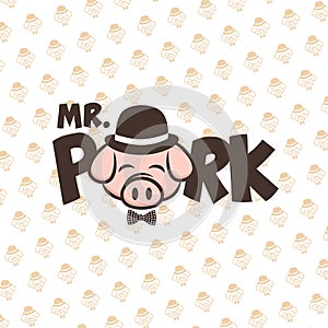 mister pig pork bacon theme cartoon sign