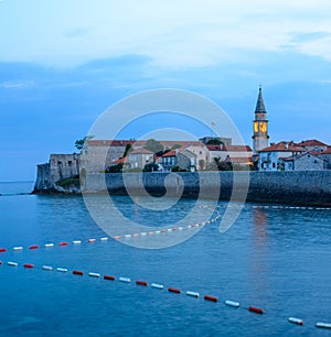 Mistery Evening in Old Town of Budva. Montenegro, Balkans, Europe.