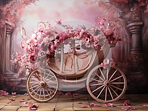 Mistical fairy princess pink chaise, anniversary smash cake backdrop