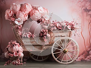 Mistical fairy princess pink chaise, anniversary smash cake backdrop