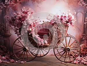 Mistical fairy princess pink chaise, anniversary smash cake backdrop