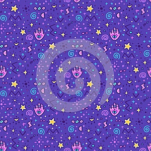 Mistical starry seamless pattern with mistical element.