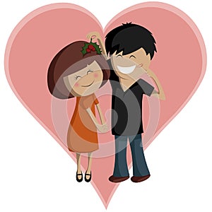 Mistletoe Couple for Valentine's Day