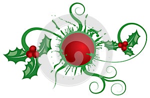 Mistletoe grunge frame, elements for design, vector