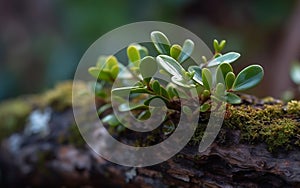 Mistletoe on a tree trunk. Fantasy, Minimal, Clean, 3D Render, Surrealistic, Photographic Style, illustration, Close Up. Created