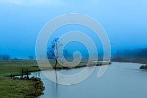 Misty autumn river Semois