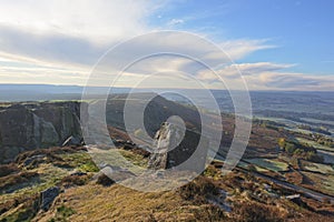 Misty autumnal day on Curbar Edge in the Derbyshire Peak District