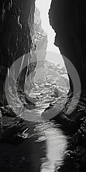 Misty Cave: A Breathtaking Black And White Landscape Photography