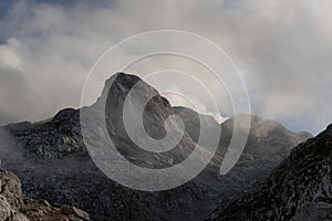 Misty clouds forming in the Juian Alps