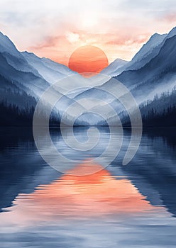 Misty Dawn Over Tranquil Waters photo