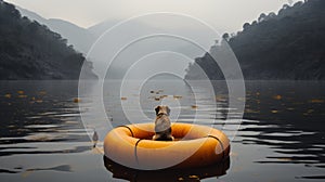 Misty Dog On Raft: Documentary Travel Photography By David Burdeny