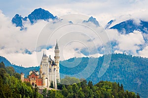 Misty Famous Neuschwanstein Castle, Germany, Europe