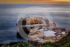 Misty Fog at Sunset Over Reflecting Water