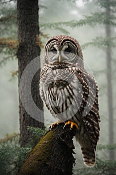 Misty Forest Perch: Great Grey Owl