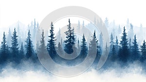 Misty forest silhouette