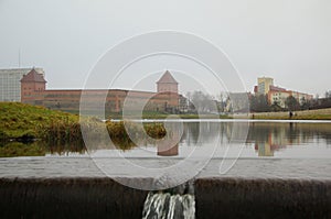 Misty January morning and an old castle