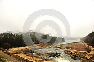 Misty landscape in Altenau, SÃ¶sestausee