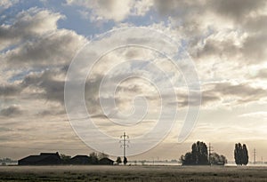 Misty landscape near Sliedrecht