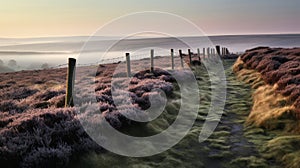 Misty Morning On The English Moors: A Captivating Landscape Photo