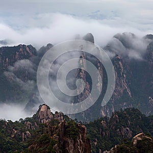 Misty morning in the Huangshan Mountain (Yellow Mountain), China